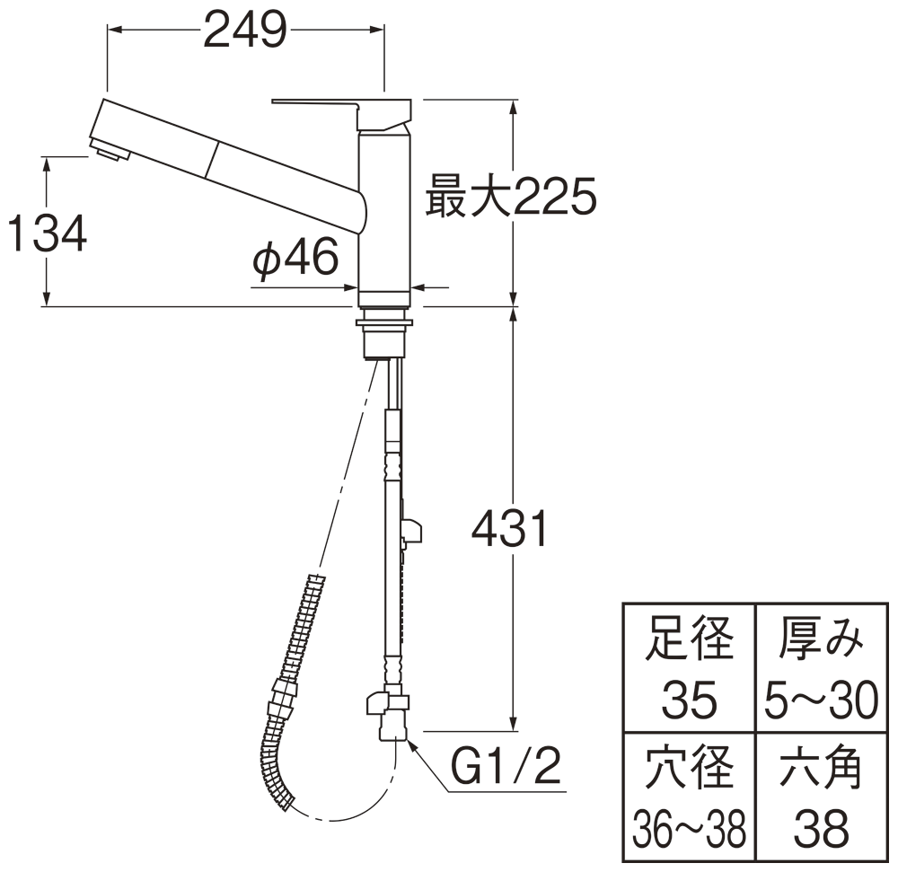 シングルワンホールスプレー混合栓 | 商品のご案内 | SANEI｜デザイン